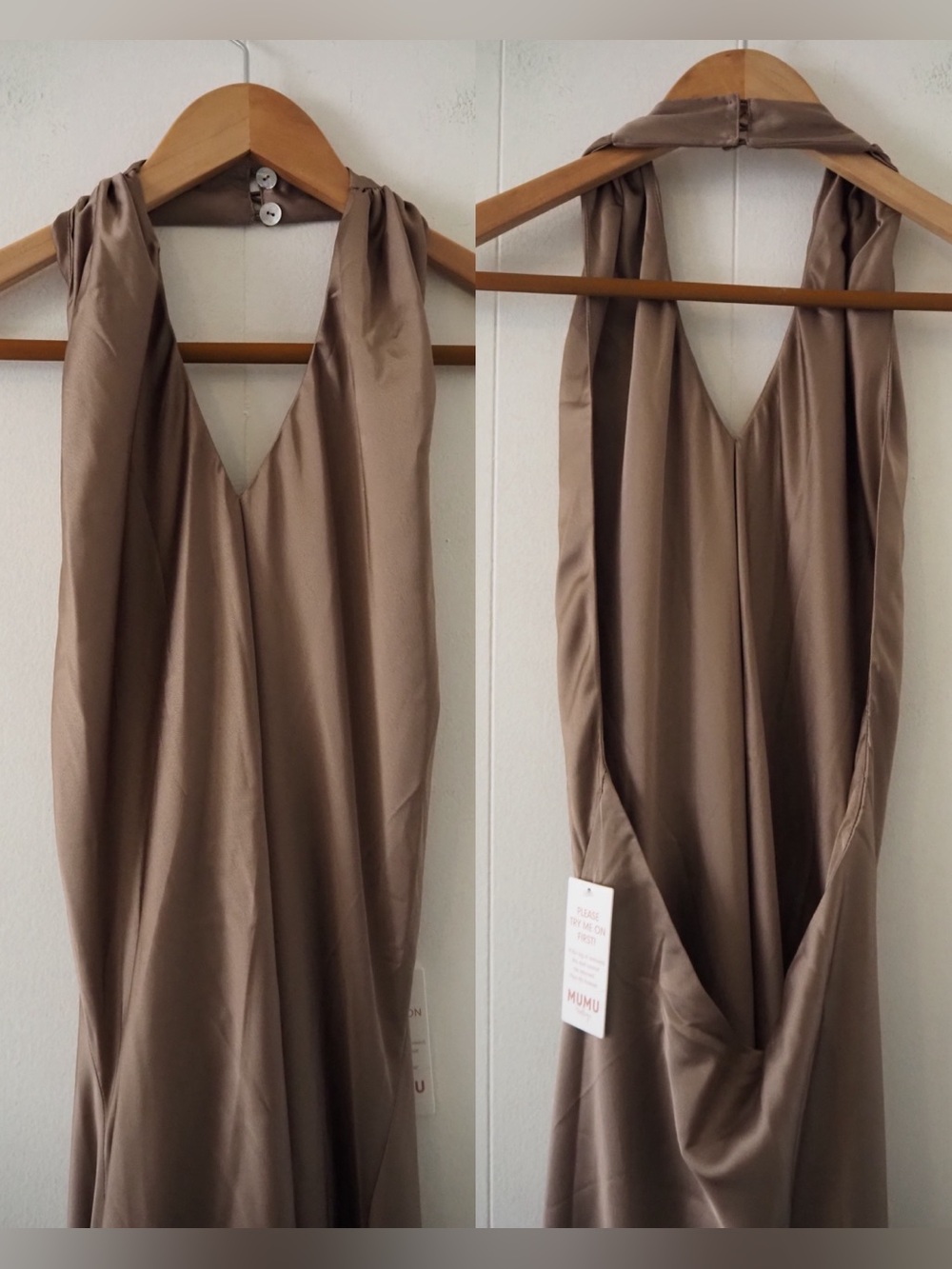 NWT* Show Me Your MuMu Jasmine Halter Maxi Dress Dune Sand Size Small - Picture 8 of 14